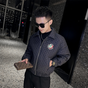 菱形格棉衣男冬季2025新款夹克棉服男款韩版潮流外套1066-P98图片