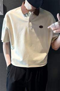 精神小伙夏季短袖t恤男撞色修身体恤翻领半袖polo衫C203-8861-P58图片