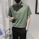 社会小伙夏季男士绣花短袖Polo衫翻领休闲纯色上衣C203-8815-P58，男装T恤，电商C208