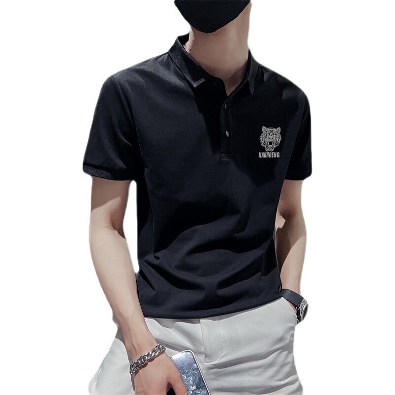 社会小伙夏季印花短袖翻领Polo衫时尚休闲套头T恤男C203-8803-P58,男装T恤,电商C208