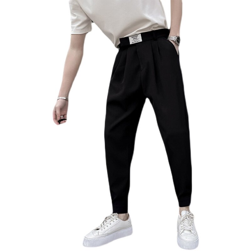 社会小伙纯色束脚休闲裤魔术贴青年男士哈伦裤C203-6685-P68控98,男装休闲裤,电商C208