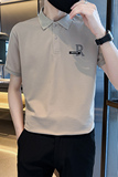 精神小伙夏季男士翻领polo衫短袖条纹修身t恤男C208-8876-特P48，男装T恤，电商C208
