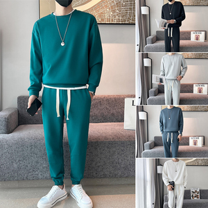 精神小伙秋冬季青年男士纯色休闲套装卫衣卫裤两件套C203-6723P88