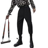 抖音春季男士新款纯色束脚马丁靴哈伦小皮带腰九分裤子6669，男鞋马丁靴，电商C208