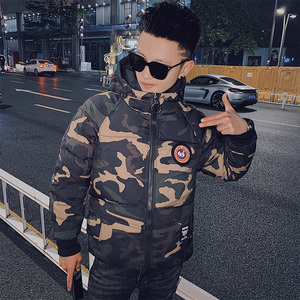 精神小伙冬季男士迷彩连帽棉衣加厚保暖休闲外套C203-055-特P100，男装棉衣，电商C208