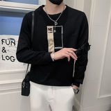 精神小伙春季男士圆领套头卫衣长袖修身刺绣上衣男C203-G5062-P48，男装卫衣，电商C208