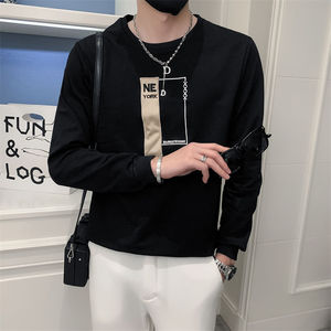 社会小伙春季男士圆领套头卫衣长袖修身刺绣上衣男C203-G5062-P48，男装卫衣，电商C208