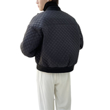 青年男生冬季二棉立领羽绒轻奢棉服菱形格子棉衣男款C203-1065P98，男装棉衣，电商C208