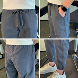 春夏季薄款男士修身牛仔裤水洗工装多口袋九分裤C203-6736-特P48，男装牛仔裤，电商C208