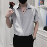 2026夏季潮流短袖衬衫青年帅气时尚休闲尖领衬衣男C203-8820P58，男装T恤，电商C208