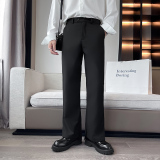 轻奢风男士薄款阔腿裤夏季白色时尚潮流冰丝休闲裤C203-6698-P58，男装休闲裤，电商C208