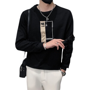 社会小伙春季男士圆领套头卫衣长袖修身刺绣上衣男C203-G5062-P48图片