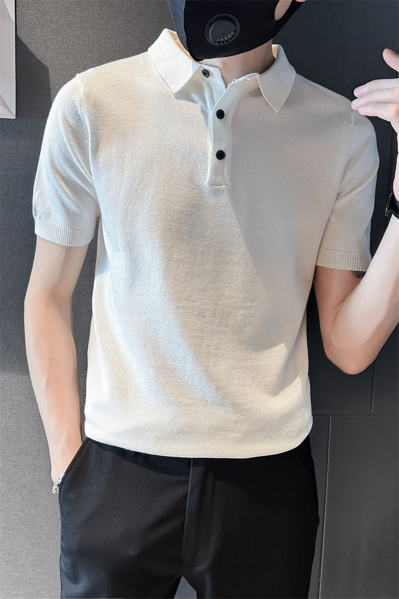 社会小伙夏季短袖polo衫纯色翻领t恤男半袖针织衫C203-8866-特P48,男装T恤,电商C208