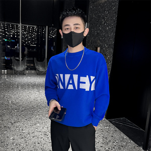社会小伙冬季男士套头针织衫圆领修身蓝色潮流毛衣C203-8843-P68图片