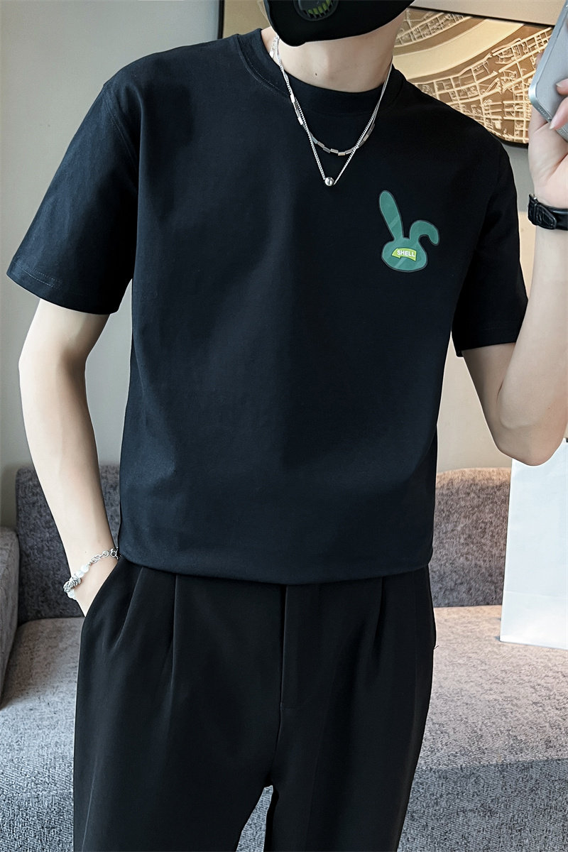 精神小伙夏季男士短袖t恤潮牌印花半袖圆领体恤男C203-8858-P38,男装T恤,电商C208