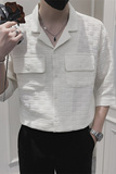 社会小伙夏季纯色尖领短袖衬衫青春流行男士白色上衣C203-8818P68，男装T恤，电商C208