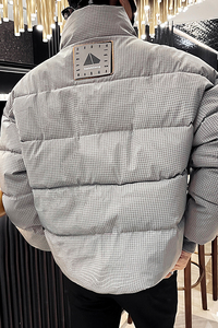 社会小伙冬季新款男士夜光棉衣千鸟格立领工装棉服C203-1039-P128图片