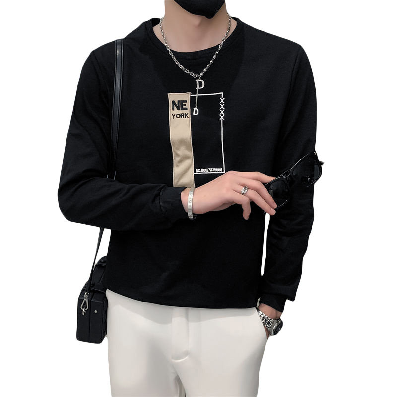 精神小伙春季男士圆领套头卫衣长袖修身刺绣上衣男C203-G5062-P48,男装卫衣,电商C208