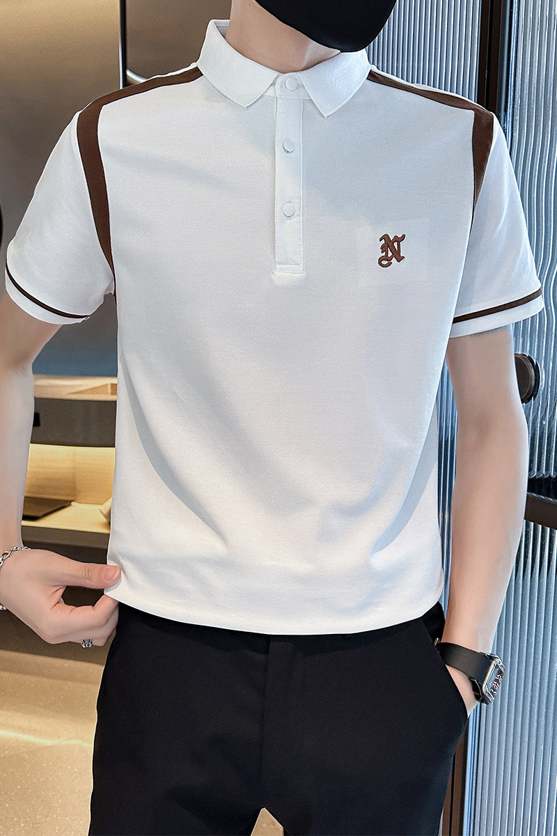 精神小伙夏季男士半袖翻领polo衫短袖帅气潮牌t恤C208-8877-特P48,男装T恤,电商C208