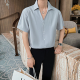 抖音直播青少年夏季绿色社会小伙短袖衬衫轻熟风半袖上衣8820，男装T恤，电商C208