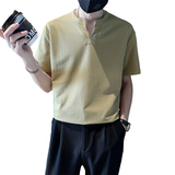 精神小伙夏季男士短袖体恤纯色V领潮流半袖t恤男C203-8872-特P48，男装T恤，电商C208