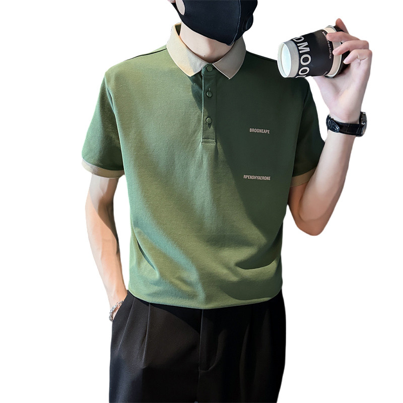 精神小伙夏季男士短袖t恤潮牌翻领polo衫拼色体恤C203-8865-特P48,男装T恤,电商C208