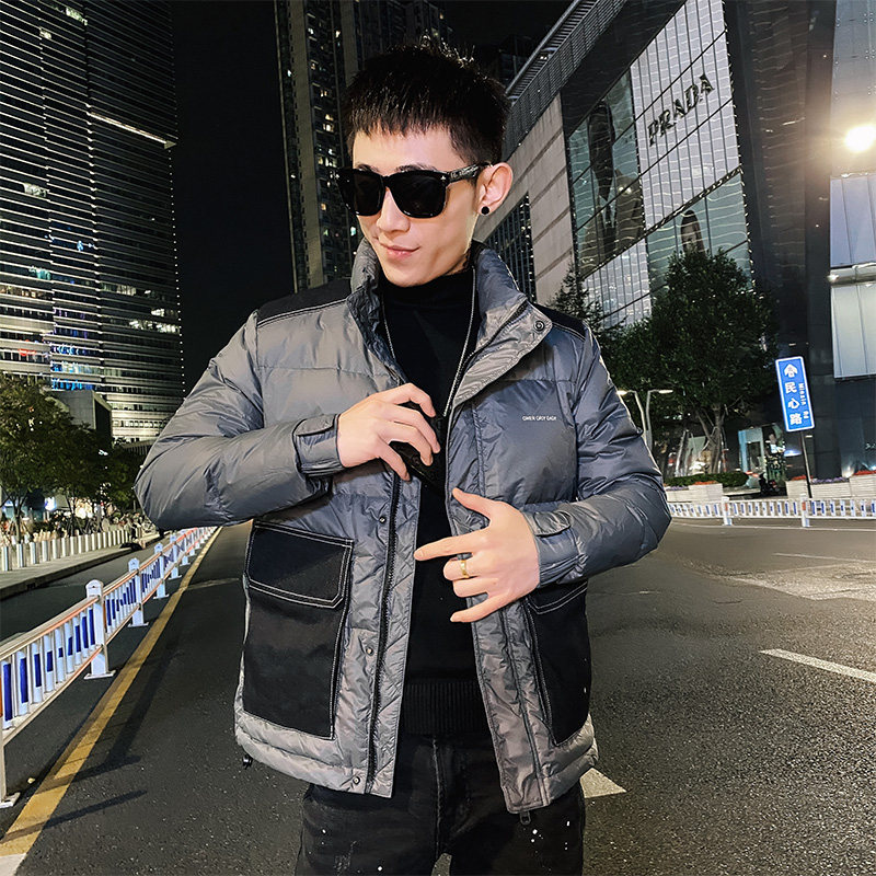 社会小伙冬季男士立领羽绒服修身潮流外套C203-5108-特P178控248，男装羽绒服，电商C208