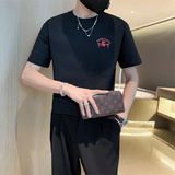 社会小伙夏季短袖t恤纯棉潮流圆领体恤男印花打底衫C203-8857-P38，男装T恤，电商C208