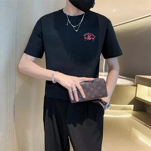 社会小伙夏季短袖t恤纯棉潮流圆领体恤男印花打底衫C203-8857-P38图片