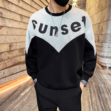 社会小伙春秋季男士阔版拼色卫衣圆领印花宽松上衣C203-5280-P68，男装卫衣，电商C208