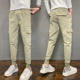春秋季男士工装裤社会小伙修身刺绣潮牌九分裤C203-6629-P45控68，男装工装外套，电商C208