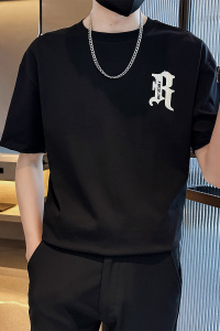 社会小伙夏季男士纯棉短袖t恤潮牌字母刺绣体恤男C208-8879-特P38图片