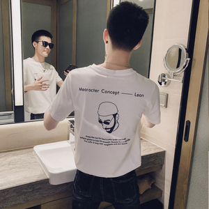 帅气小伙网红款社会人夜店潮牌针织衫夏季T恤C203-22035-P38-控58图片