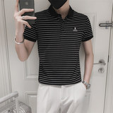 夏季男士条纹翻领Polo衫时尚休闲短袖修身T恤C203-8806-P58控78，男装T恤，电商C208