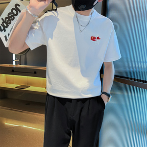 社会小伙夏季男士潮流印花短袖t恤纯棉圆领半袖体恤C203-8860-P38图片