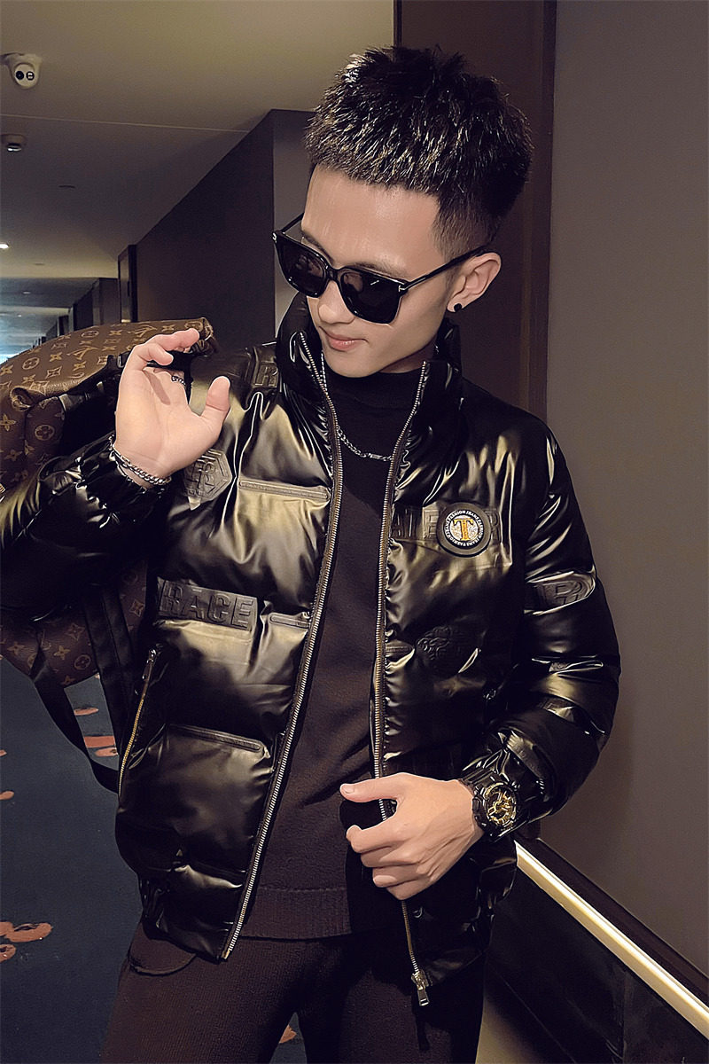 精神小伙修身亮面棉衣青年外穿活力棉服潮男外套上衣男1076P118,男装棉衣,电商C208