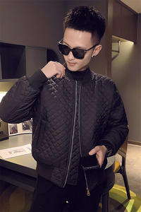 棒球服高街男冬季加厚菱形格子棉衣潮牌棉服外套1065图片