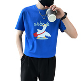 夏季新款男士蓝色印花短袖t恤2023圆领纯棉半袖体恤C203-8859-P38，男装T恤，电商C208