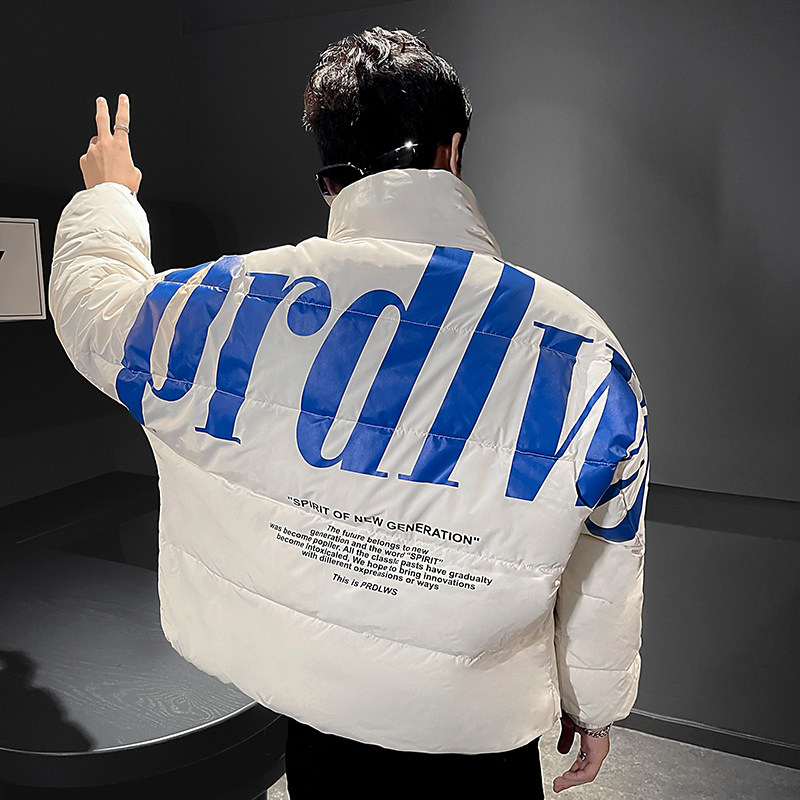 青少年学生冬季男士立领棉衣潮牌印花加厚保暖外套C203-1040-P118，男装棉衣，电商C208
