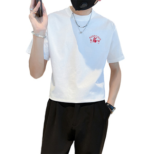 社会小伙夏季短袖t恤纯棉潮流圆领体恤男印花打底衫C203-8857-P38图片