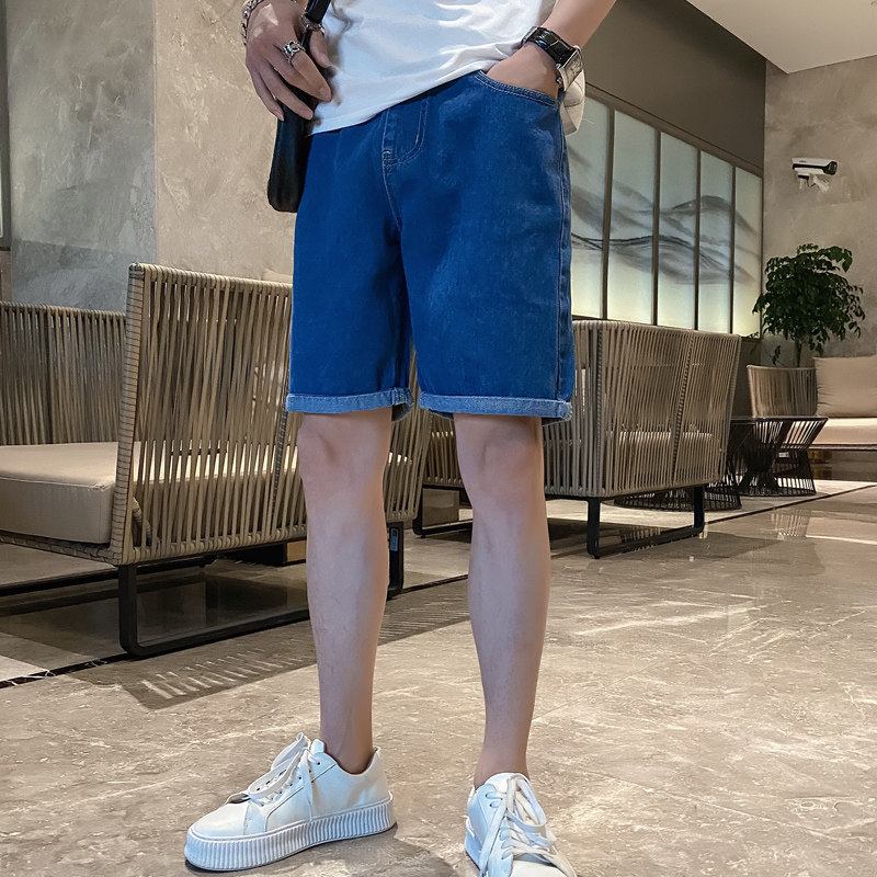 精神小伙夏季男士纯色牛仔短裤时尚潮流直筒五分裤C203-6001-P35,男装牛仔裤,电商C208