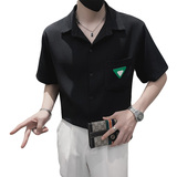 夏季男士短袖潮流衬衫2022青少年白色薄款半袖上衣C203-8819P58，男装T恤，电商C208