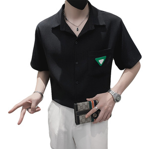 夏季男士短袖潮流衬衫2022青少年白色薄款半袖上衣C203-8819P58图片