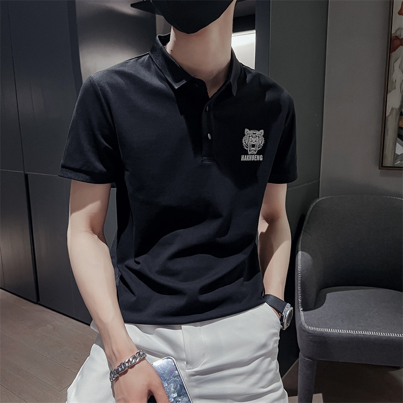 社会小伙夏季印花短袖翻领Polo衫时尚休闲套头T恤男C203-8803-P58，男装Polo衫，电商C208