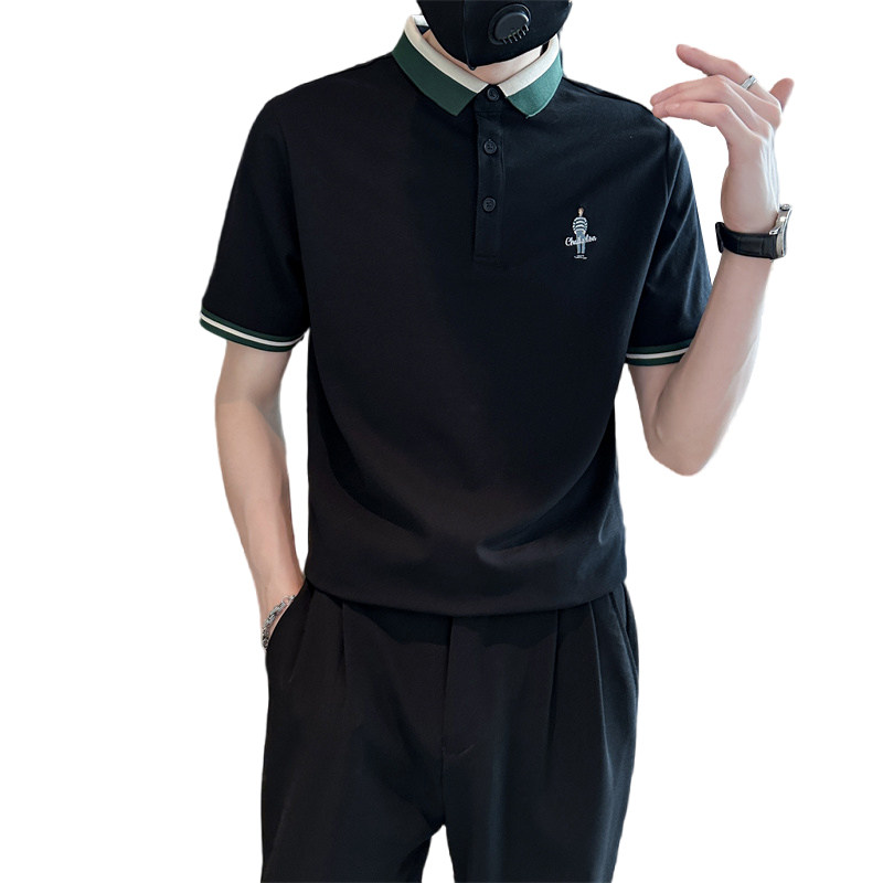 2025夏季新款男士短袖t恤青少年半袖休闲翻领Polo衫C203-8864-P58,男装T恤,电商C208