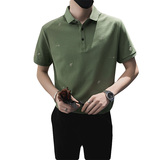 精神小伙夏季男士绣花短袖Polo衫翻领休闲纯色T恤男C203-8815-P58，男装T恤，电商C208