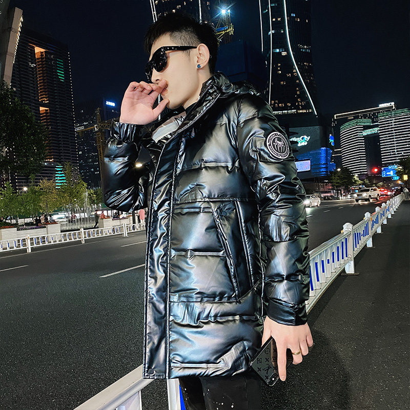 精神小伙冬季男士中长款羽绒服亮面连帽保暖外套C203-5115R特P200，男装羽绒服，电商C208