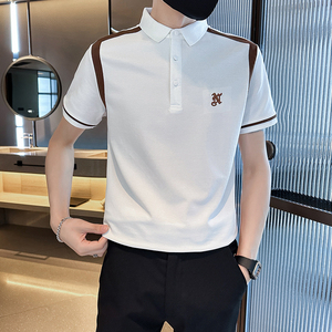 精神小伙夏季男士半袖翻领polo衫短袖帅气潮牌t恤C208-8877-特P48图片