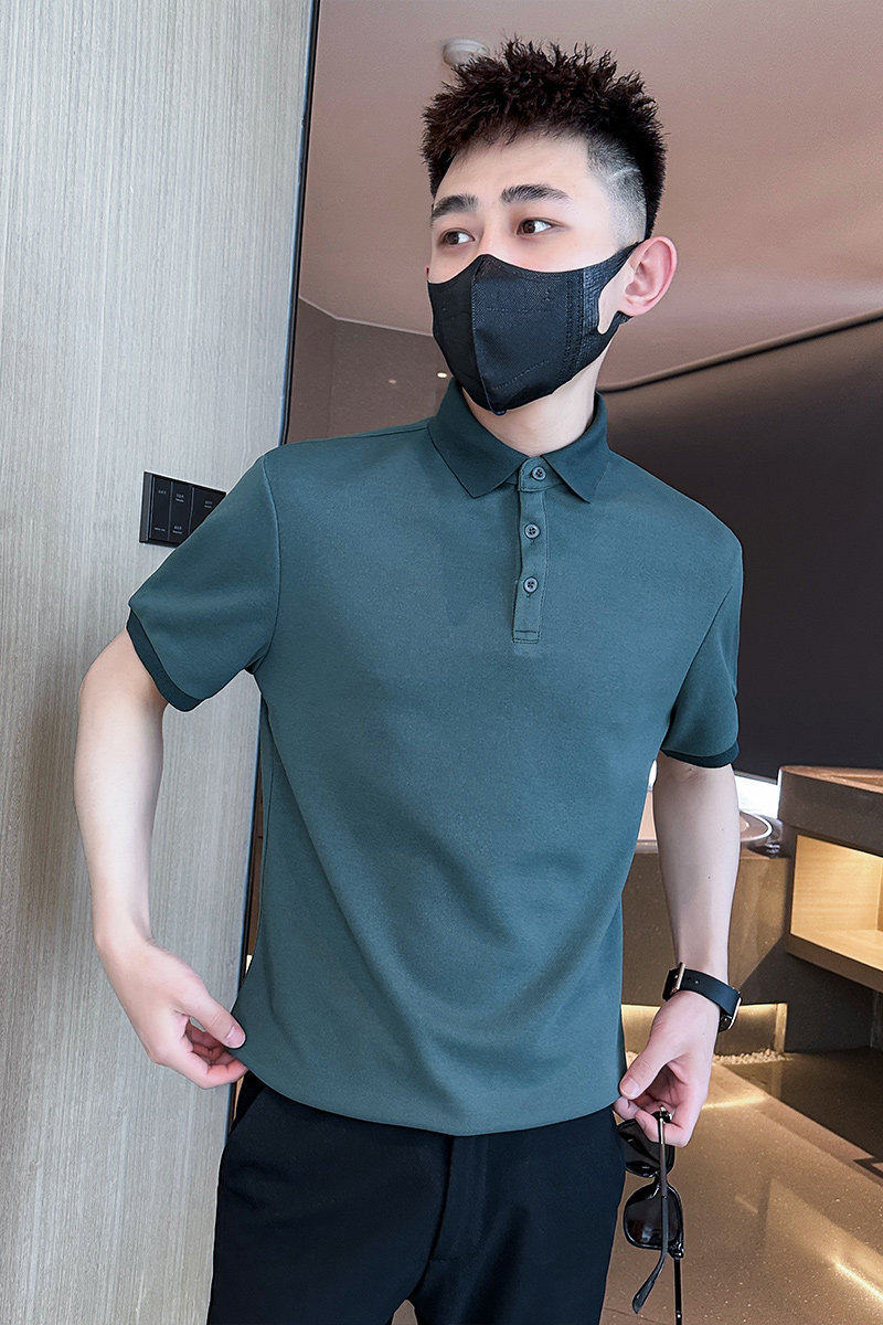 2025夏季新款男士潮牌短袖t恤时尚休闲纯色Polo衫C208-8881-特P38,男装T恤,电商C208