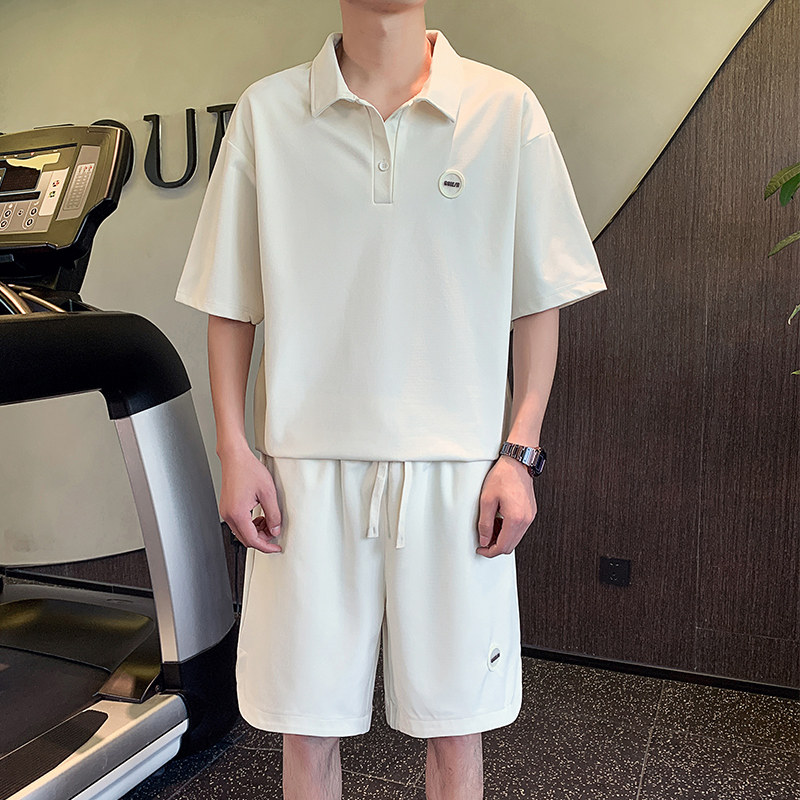 社会小伙夏季男士纯色套装短袖短裤时尚潮牌两件套C208-8883-P88,男装牛仔裤,电商C208